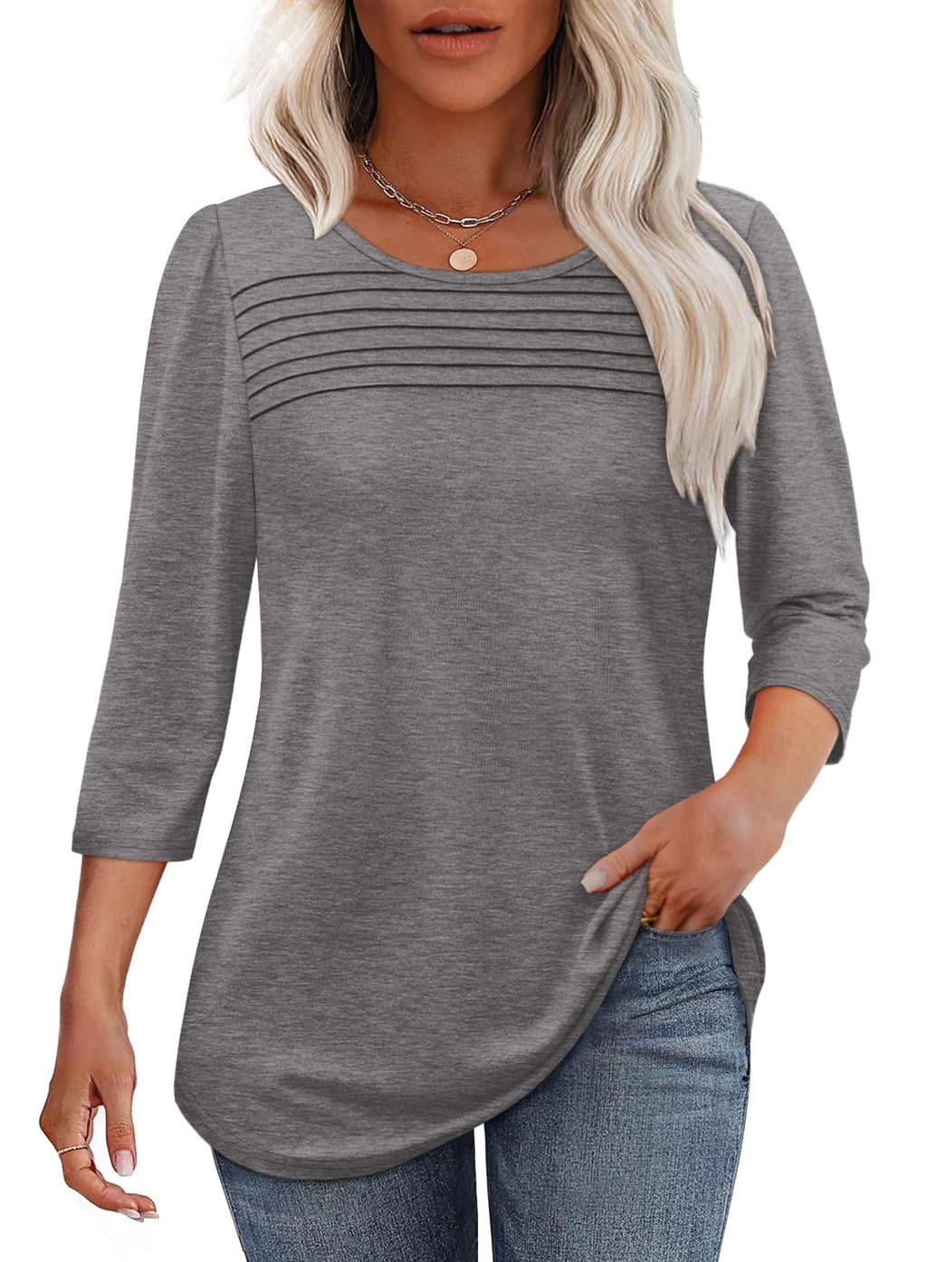 Mona | Pleated 3/4 Sleeve Top