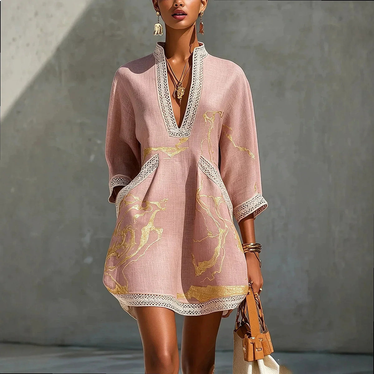 Elodie | Artistic V-Neck Mini Dress