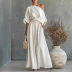 Sophia Reynolds | One Shoulder Linen Look Maxi Set For Women