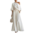 Sophia Reynolds | One Shoulder Linen Look Maxi Set For Women