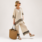 Sophia Hughes | Striped Linen Look Two-Piece Set For Women