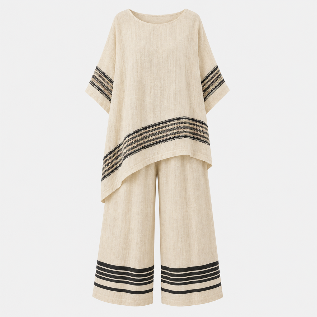Sophia Hughes | Striped Linen Look Two-Piece Set For Women