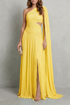 Ethereal Chiffon Drape Maxi Dress