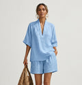 Zoe Mitchell | Linen Look Two-Piece Shorts Set For Women