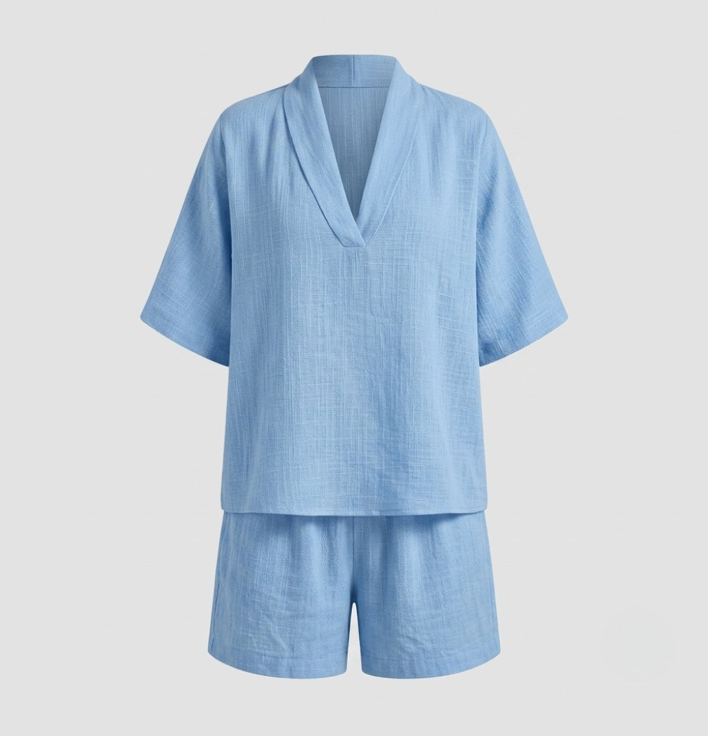 Zoe Mitchell | Linen Look Two-Piece Shorts Set For Women