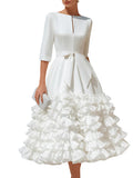 Brooke | Belted Ruffled-Hem Midi Dress
