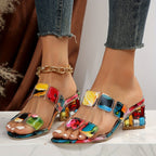 Ivy Sheridan | Rhinestone Block Heel Sandals For Women