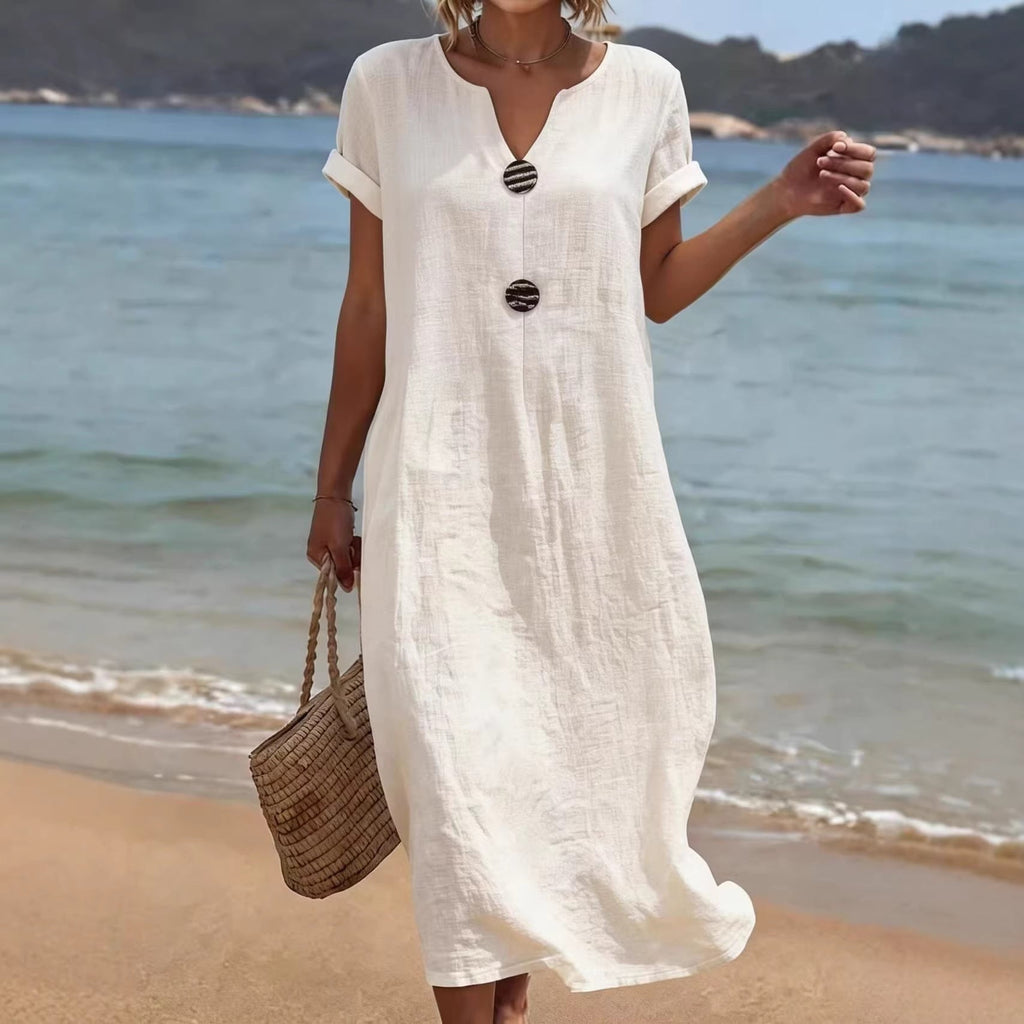 Mia Walker | Casual Linen Look Midi Dress For Women