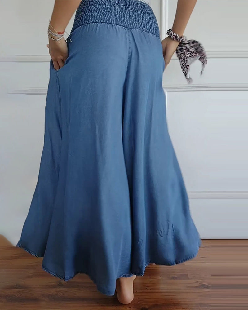 Beatrice Lonsdale | Linen Look Maxi Skirt With Elastic Waist For Women