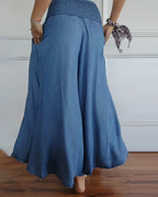 Beatrice Lonsdale | Linen Look Maxi Skirt With Elastic Waist For Women