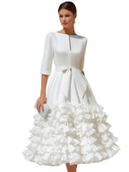 Brooke | Belted Ruffled-Hem Midi Dress