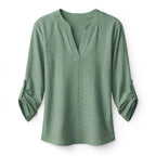 Mackenzie Doherty | V-Neck Blouse With Roll-Tab Sleeves For Women