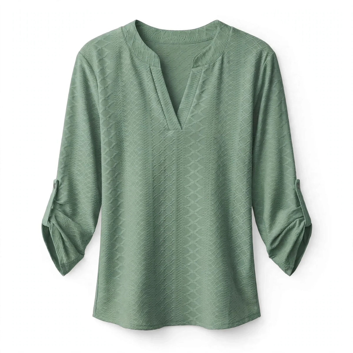 Mackenzie Doherty | V-Neck Blouse With Roll-Tab Sleeves For Women