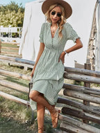 Clara Pennington | Striped V-Neck Summer Dress