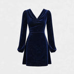 Phyllida Carrton | Navy Sequined Velvet Cocktail Dress For Women – Christmas Party & New Year's Eve Dress