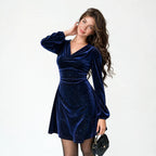 Phyllida Carrton | Navy Sequined Velvet Cocktail Dress For Women – Christmas Party & New Year's Eve Dress