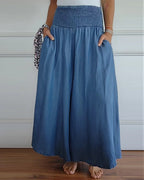 Beatrice Lonsdale | Linen Look Maxi Skirt With Elastic Waist For Women