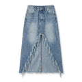 Elisha Raw-Hem Denim Skirt