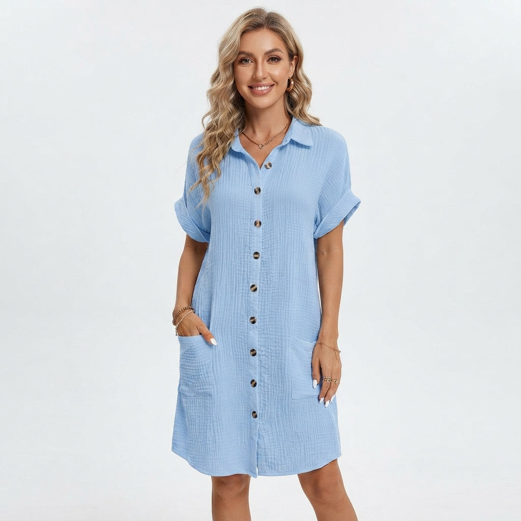 Emilia Weston | Linen Look Shirt Mini Dress For Women