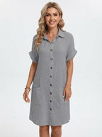 Emilia Weston | Linen Look Shirt Mini Dress For Women