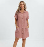 Emilia Weston | Linen Look Shirt Mini Dress For Women