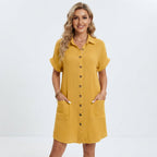 Emilia Weston | Linen Look Shirt Mini Dress For Women