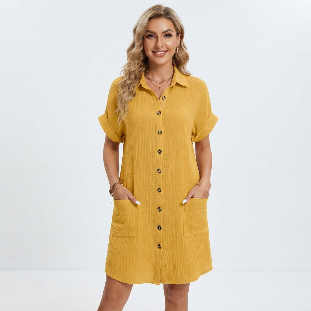 Emilia Weston | Linen Look Shirt Mini Dress For Women