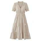 Clara Pennington | Striped V-Neck Summer Dress