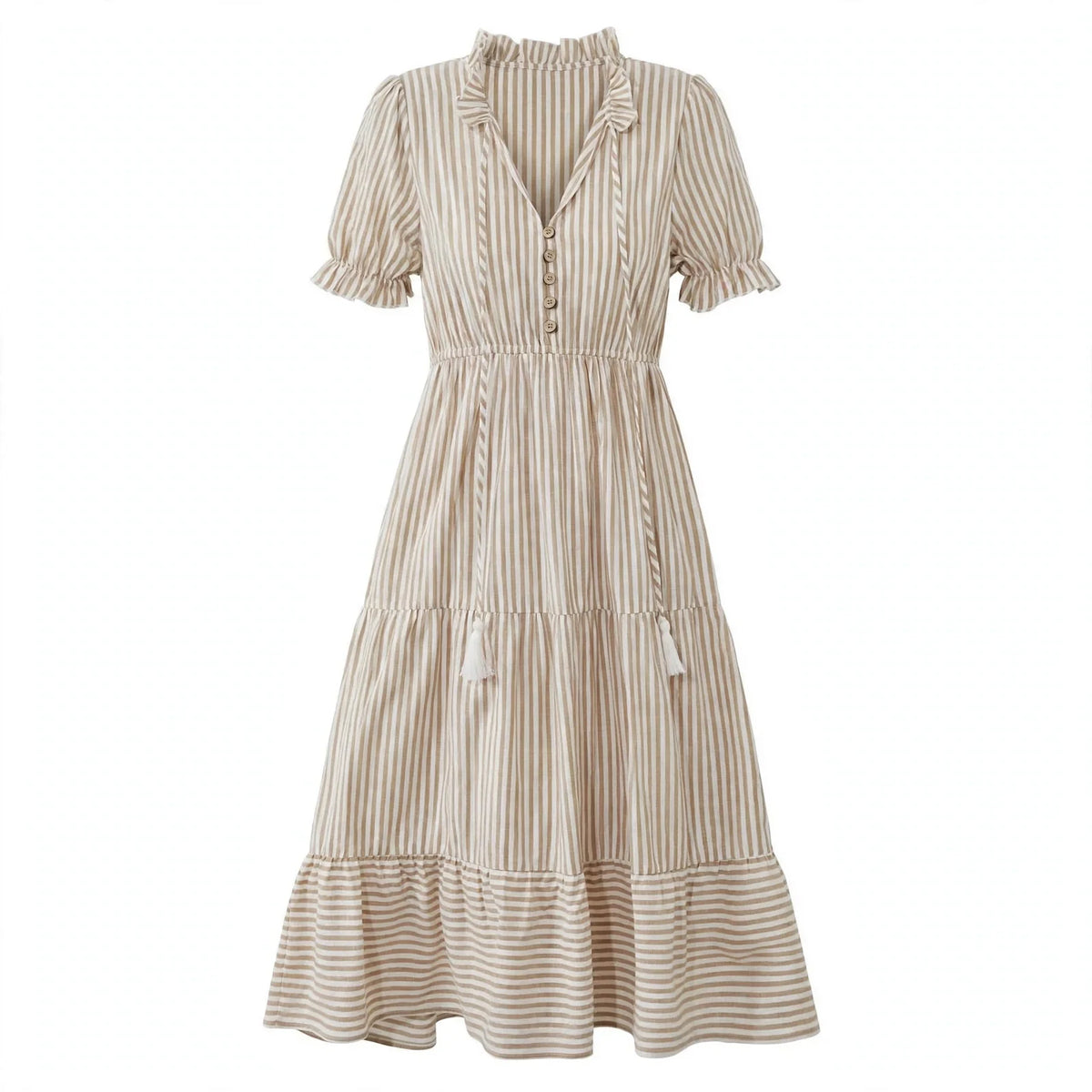 Clara Pennington | Striped V-Neck Summer Dress