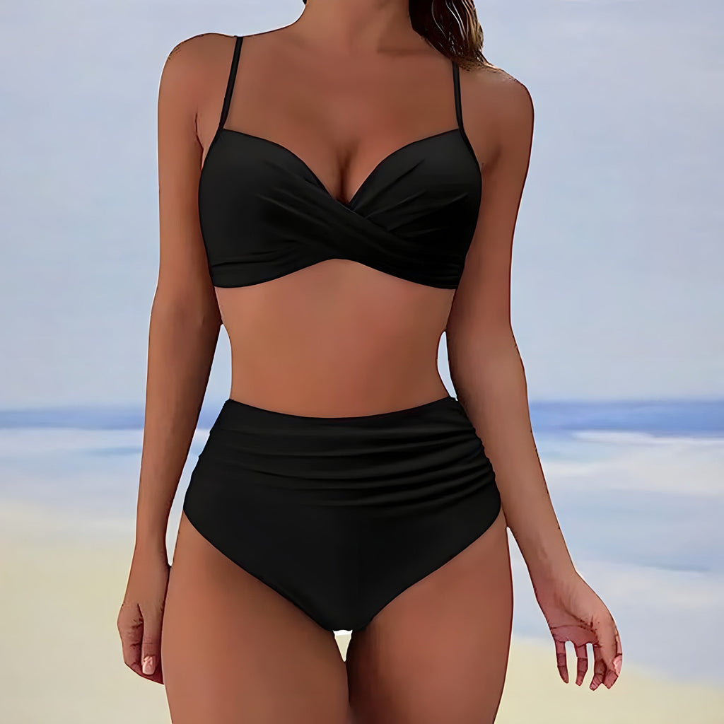 Holly Danvers | Khaki Twist High Waist Bikini Set For Women