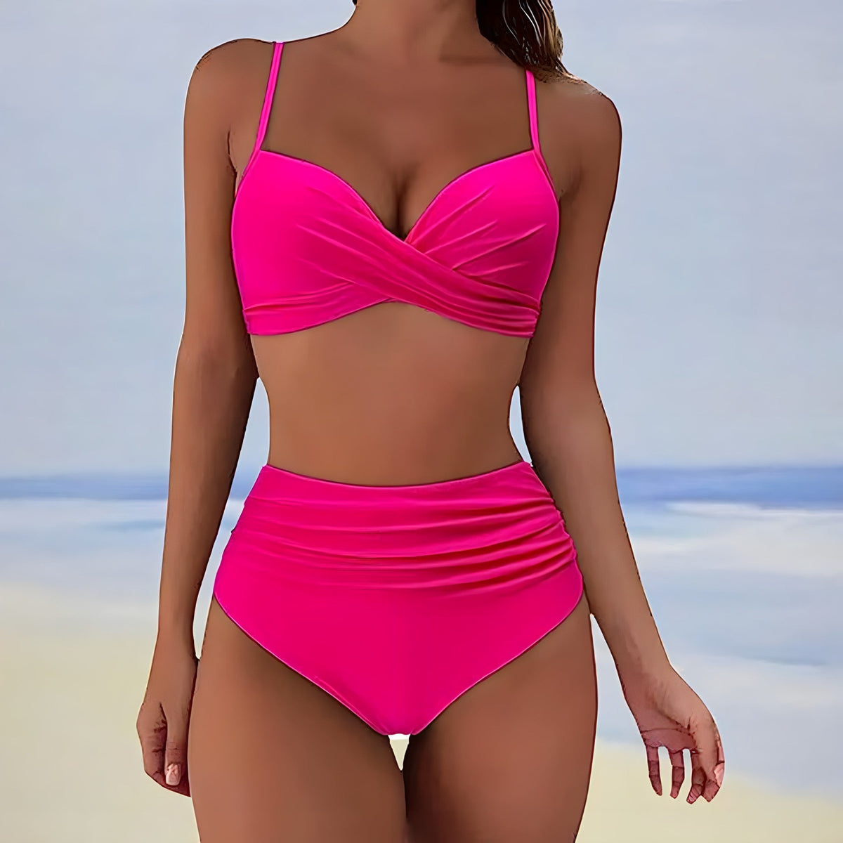 Holly Danvers | Khaki Twist High Waist Bikini Set For Women