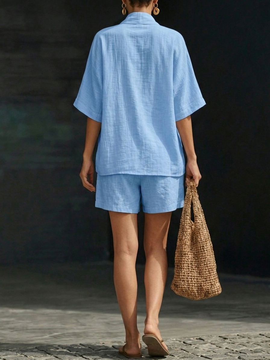 Zoe Mitchell | Linen Look Two-Piece Shorts Set For Women