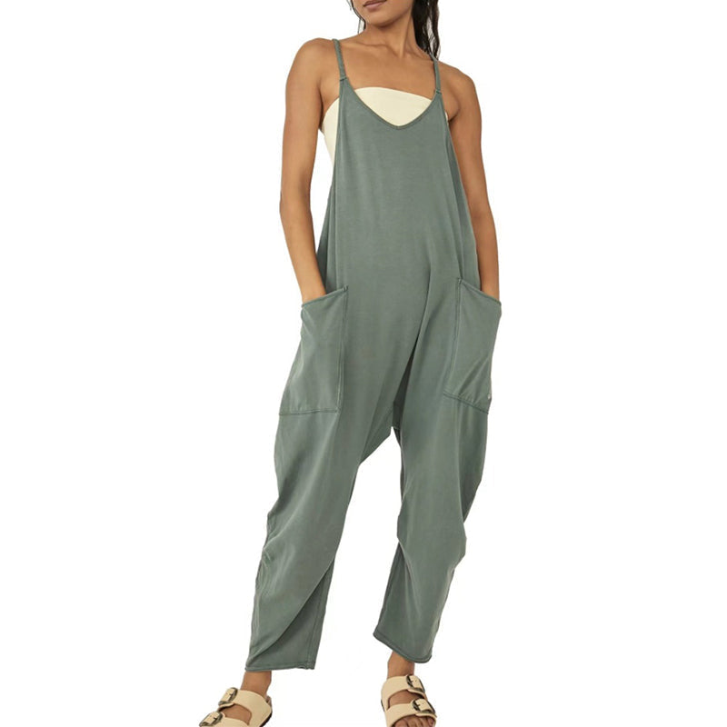 Phoebe Ranford | Brown Sleeveless Pocket Jumpsuit For Women