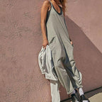 Phoebe Ranford | Brown Sleeveless Pocket Jumpsuit For Women
