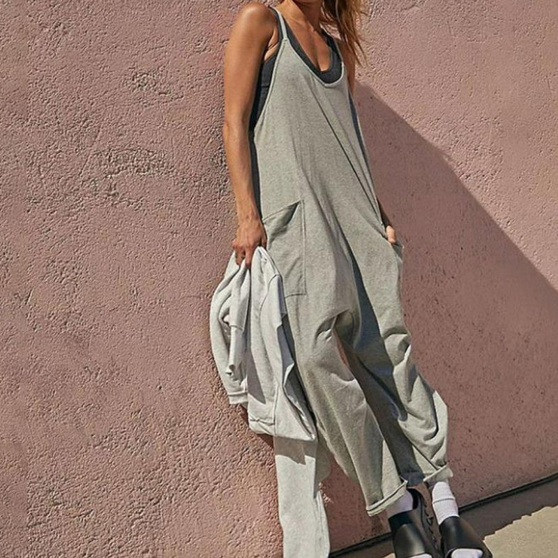 Phoebe Ranford | Brown Sleeveless Pocket Jumpsuit For Women