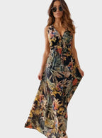 Isla Robertson | Tropical Floral V-Neck Maxi Dress For Women