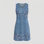 Scarlett Barnes | Denim Floral Print Midi Dress For Women