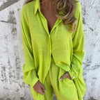 Brooke Lawson | Linen-Look Shirt & Shorts Set For Women