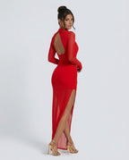 Cypress | Draped Side Split Mesh Maxi Dress