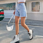 Women's Denim Shorts | High Waist Fray Hem