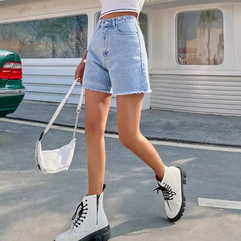 Women's Denim Shorts | High Waist Fray Hem