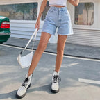 Women's Denim Shorts | High Waist Fray Hem