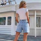 Women's Denim Shorts | High Waist Fray Hem
