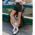 Women's Denim Shorts | High Waist Fray Hem
