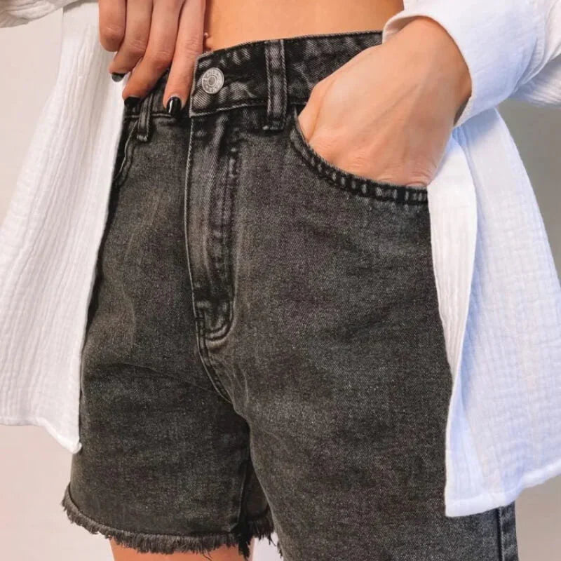 Women's Denim Shorts | High Waist Fray Hem