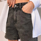 Women's Denim Shorts | High Waist Fray Hem
