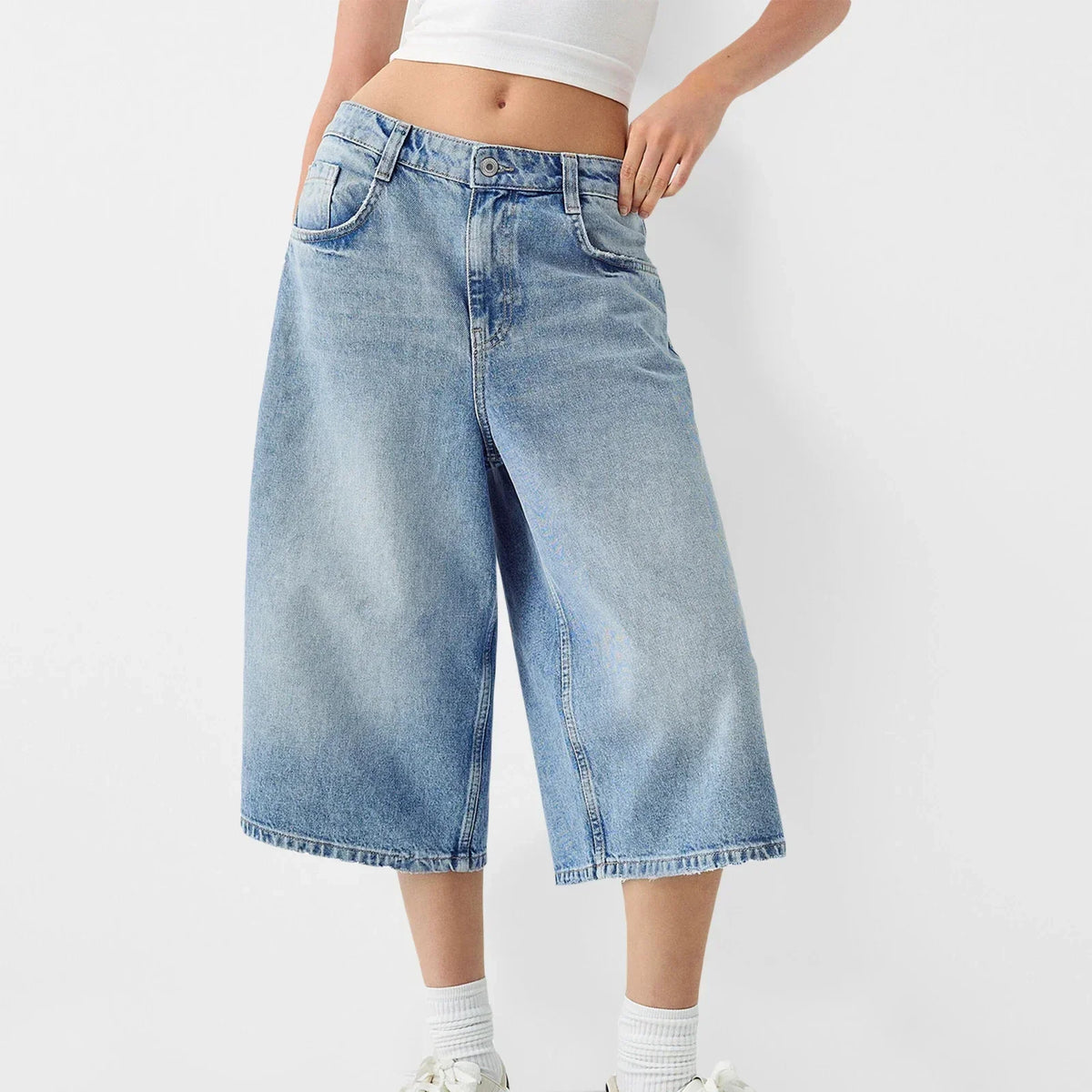 Women's Jeans | Wide Leg Cropped Denim Culotte