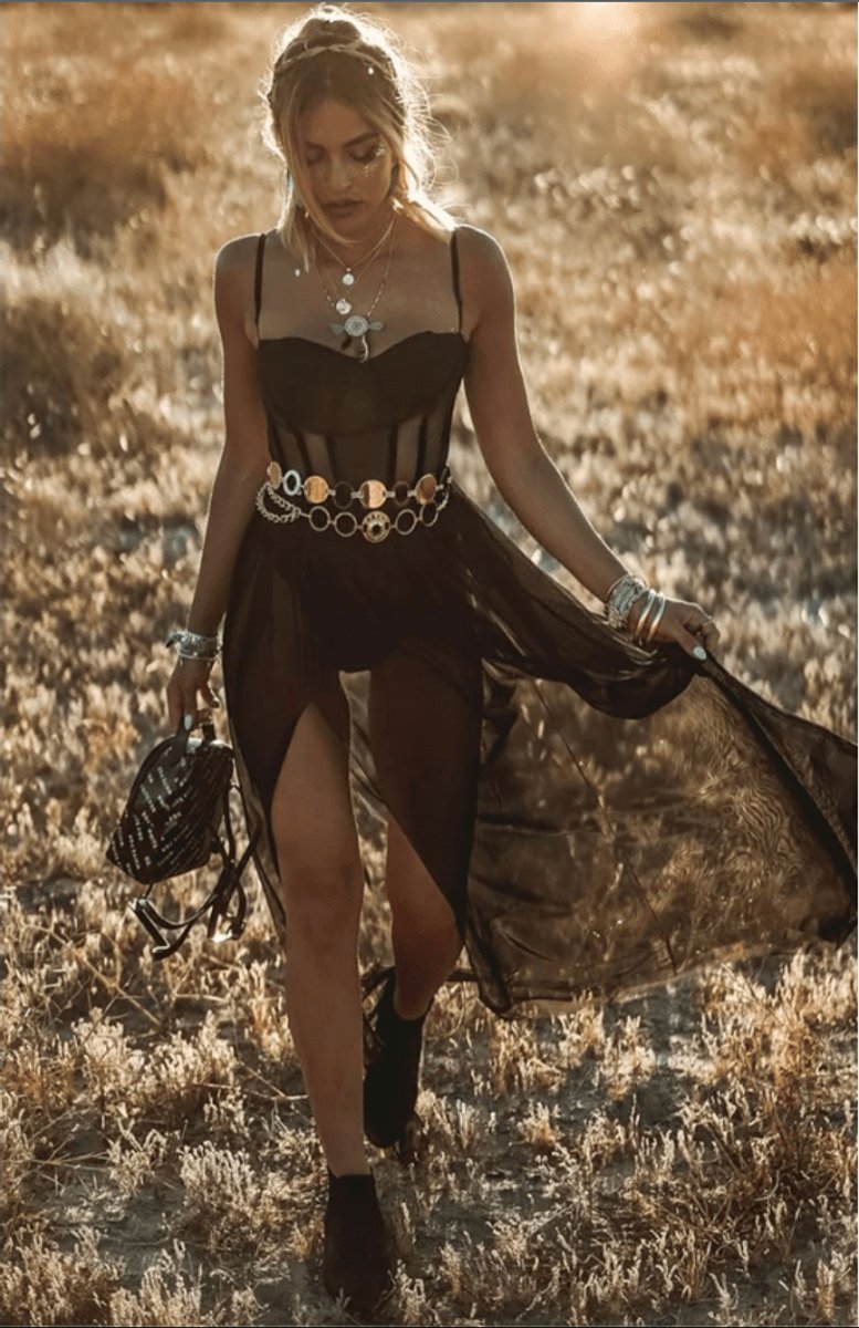 Rosie | Women's Boho Sheer Overlay Cocktail Party Dress