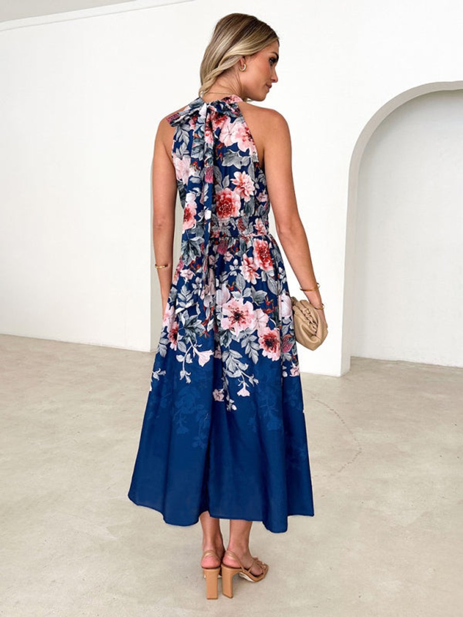 Sienna | Women's Floral Halterneck Midi Cocktail Party Dress