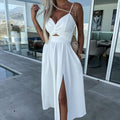 Sienna | Women's High-Slit Cut-Out Cocktail Party Dress V-Neck Midi